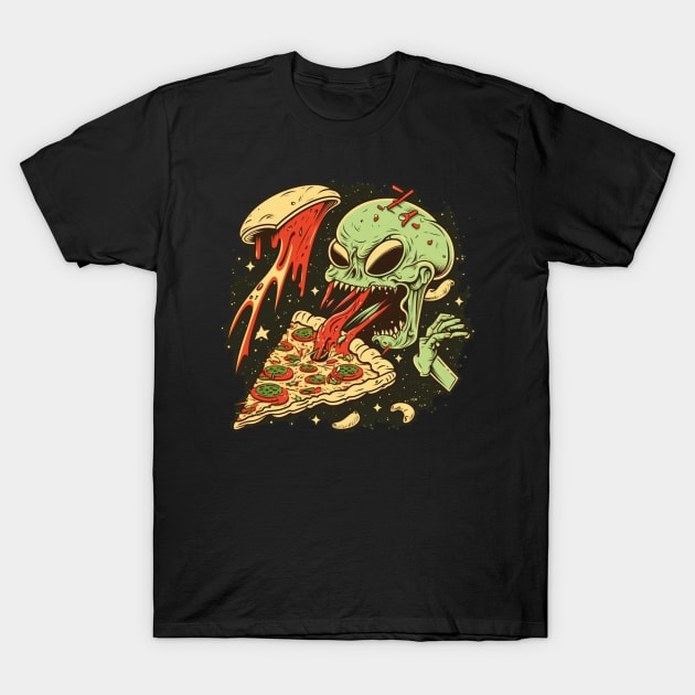 Alien Pizza T-Shirt by rocknerd